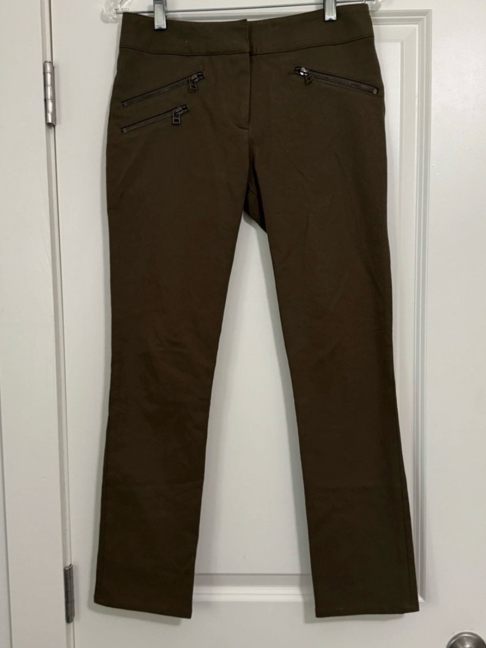 Veronica Beard 4 Olive Green Zip Pocket Ponte Ankle Pants